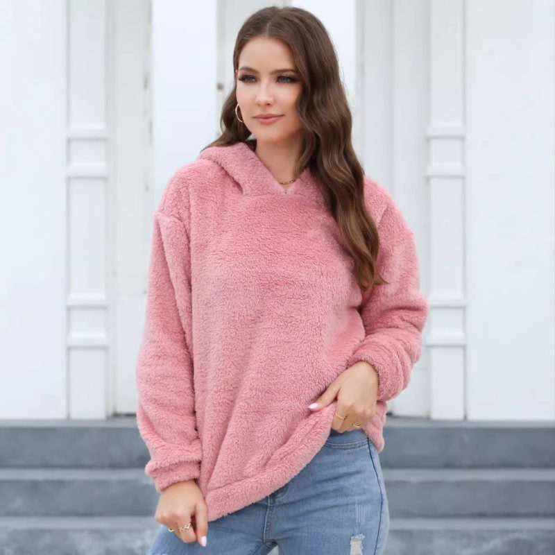 Thickened Fleece Rabbit Ears Hooded Pullover for Women - Image 2