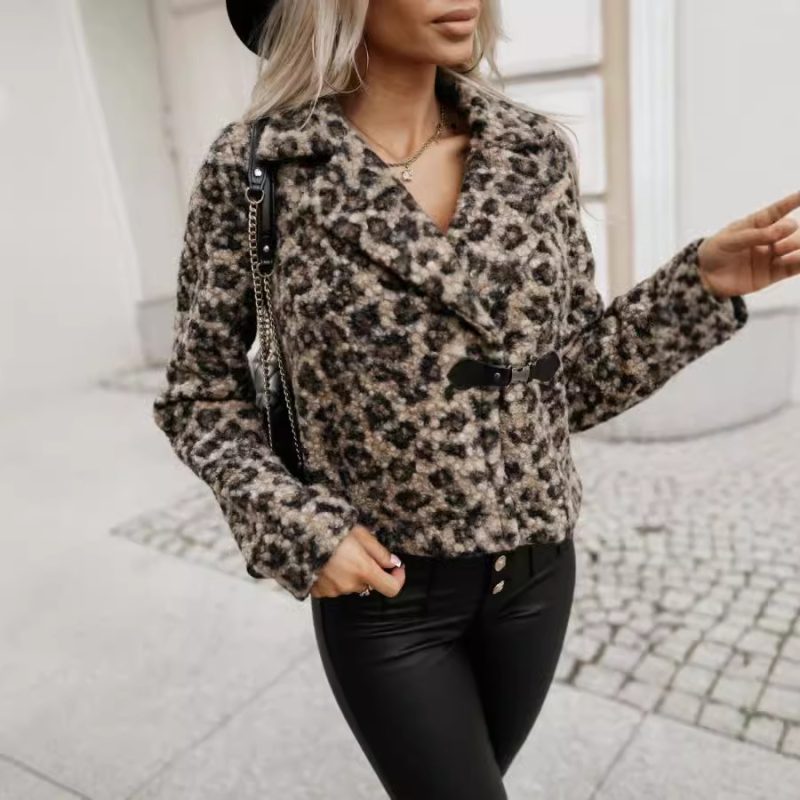 Autumn Winter Zebra Print Woolen Coat