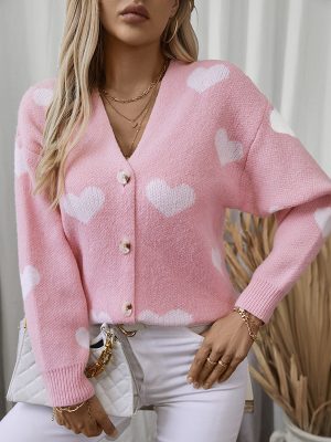 Women’s Love Knit Cardigan – Single Breasted Loose Sweater