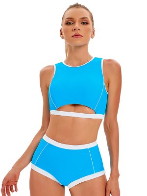 Womens Boxer Split Swimsuit – Sexy Hollow Out Cutout Backless Bikini