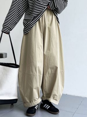 Japanese Minimalist Wide-Leg Bloomers for Women