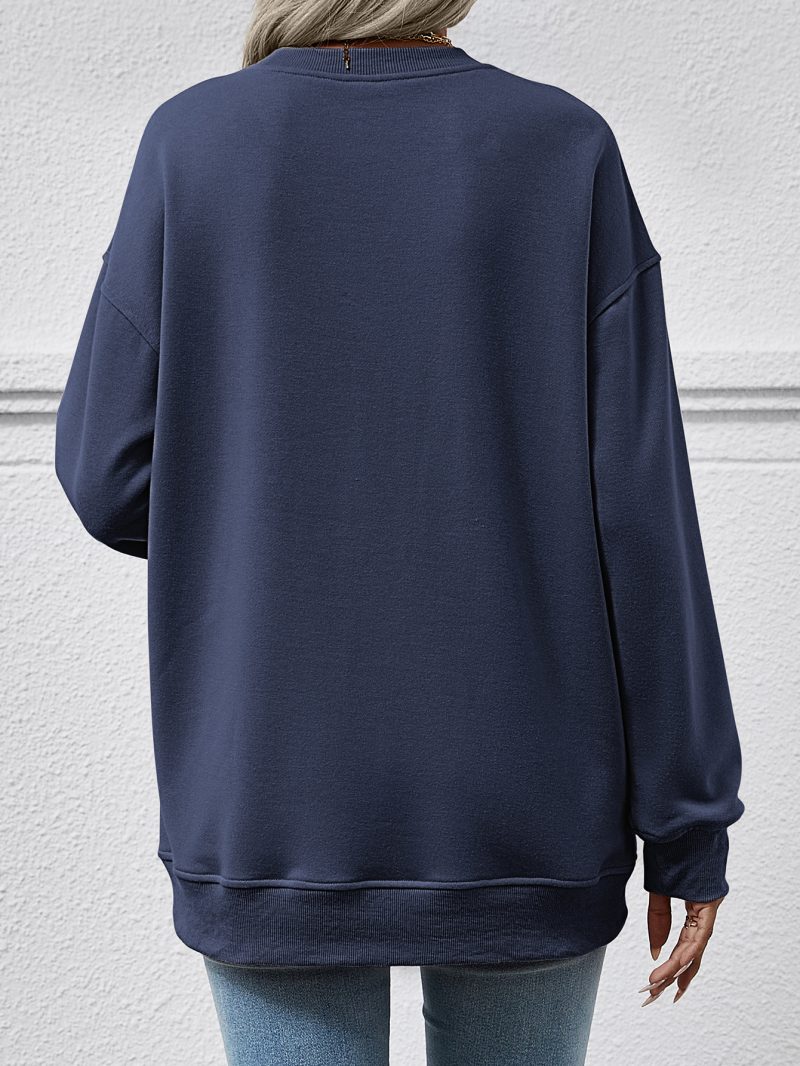 Loose Round Neck Pocket Sweatshirt for Women - Image 3