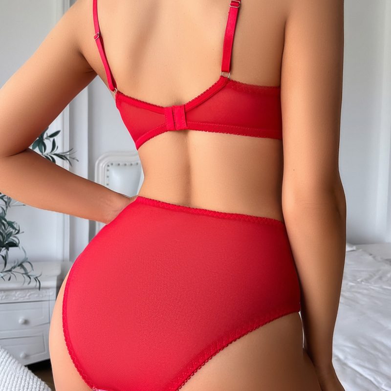 Floral Print Lace Trimmed Push-Up Bra – Sling Suit for Women - Image 4