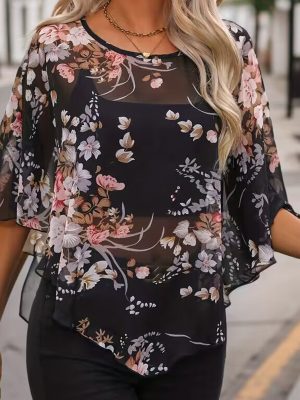 Chiffon See-Through Smock Top: Sexy Women’s Shirt