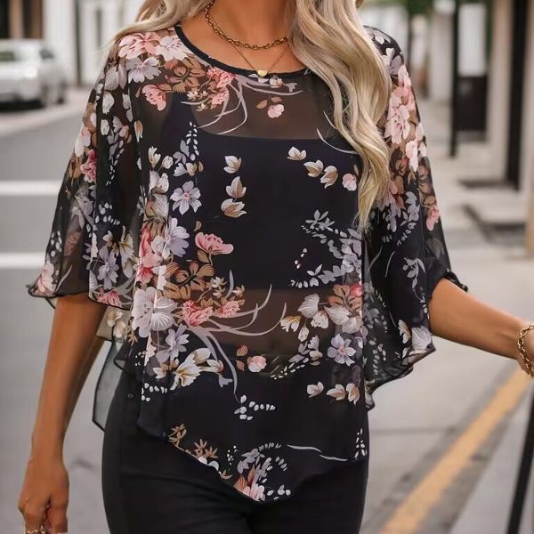 Chiffon See-Through Smock Top: Sexy Women's Shirt