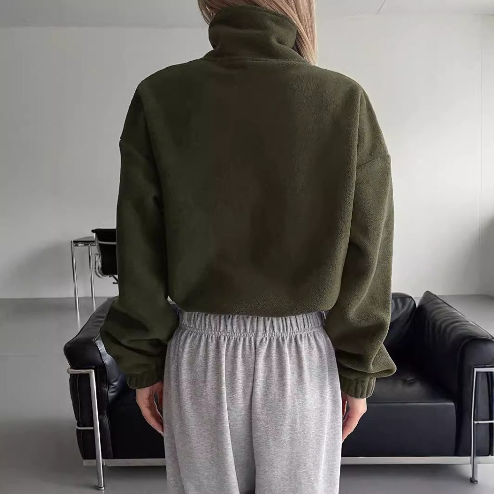 High Collar Thickened Lamb Wool Drawstring Sports Coat for Autumn/Winter - Image 4