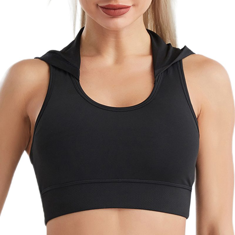 Women’s Hooded Quick-Dry Workout Bra - Shockproof & Push-Up Vest - Image 3
