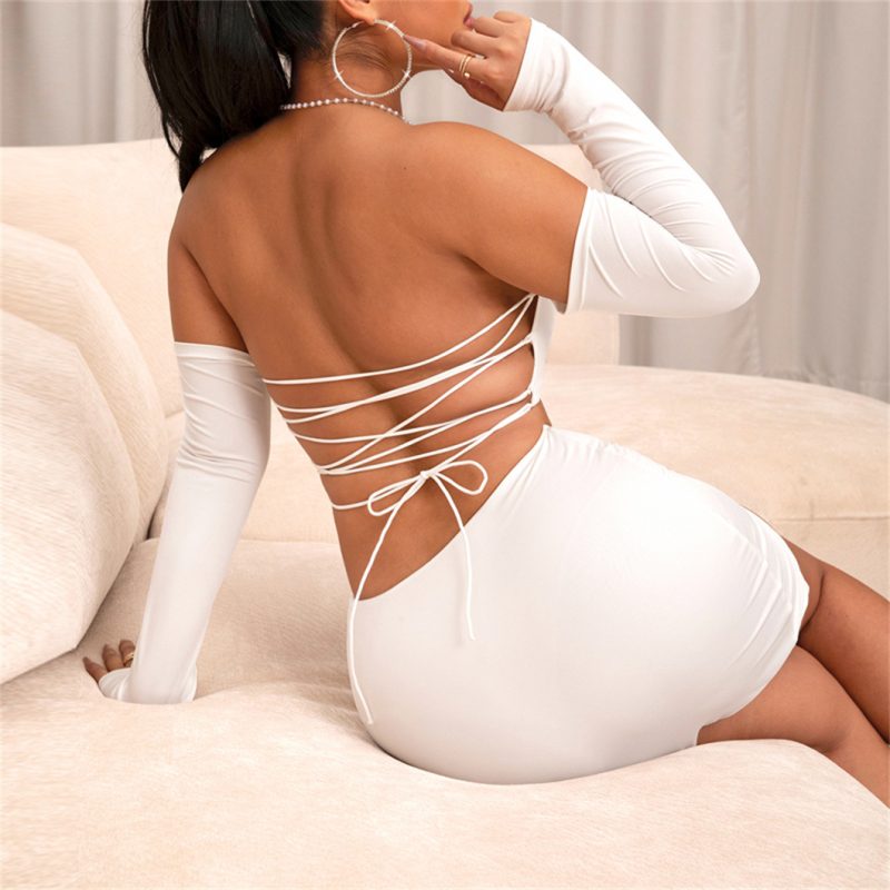 Sexy Halter Tube Top Two Piece Set: Backless Cropped Top & Slit Hip Skirt Suit - Image 4