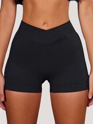 Seamless Knitted High-Waist Yoga Shorts – Peach Hip Lift