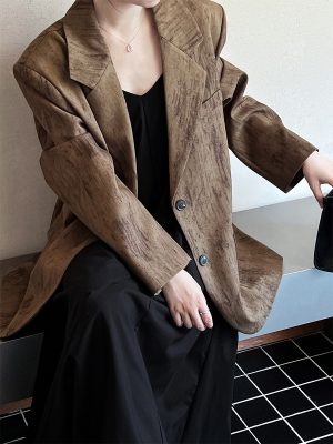 Retro Maillard Loose Blazer for Women