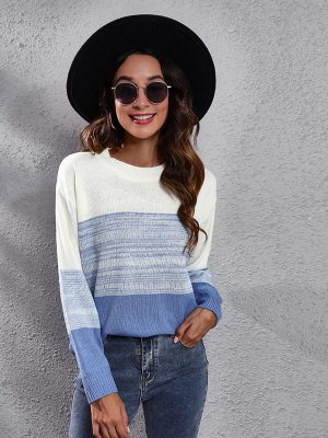 Gradient Drop Shoulder Knit Sweater for Women