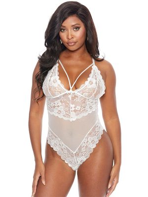 Lace Temptation Bodysuit: Semi-Sheer Pajamas for Women