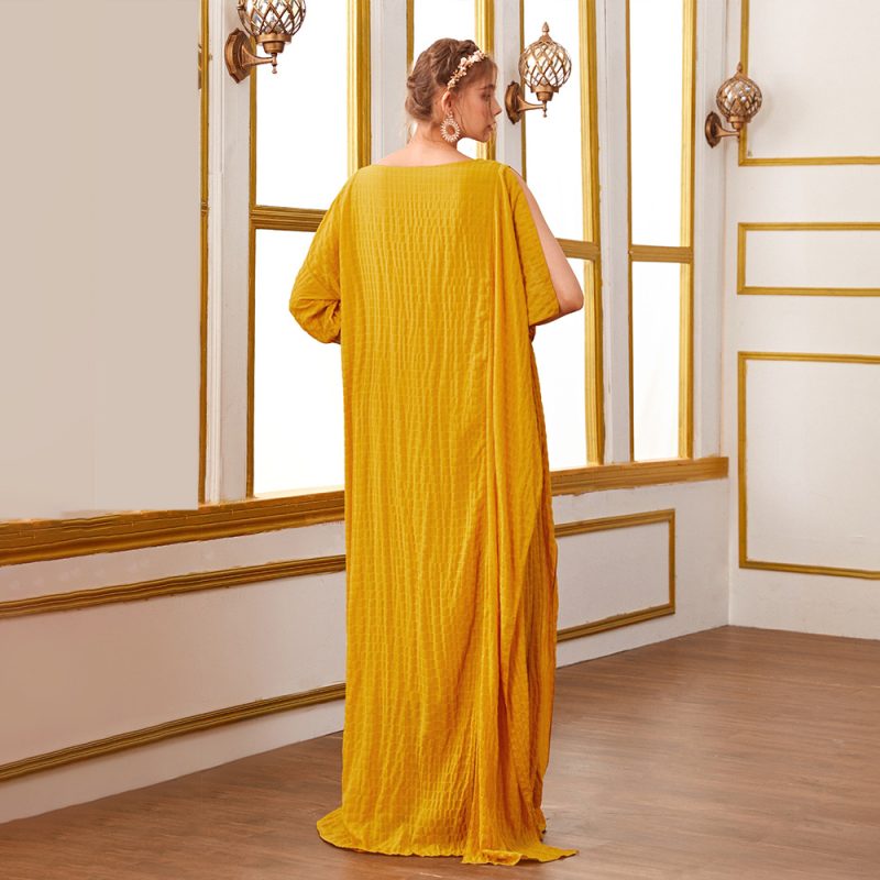 Middle East Short Sleeve Casual Round Neck Embroidery Loose Dress - Image 4