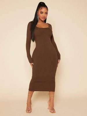 Plus Size Elegant Slim Mid-Length Dress – Autumn Winter