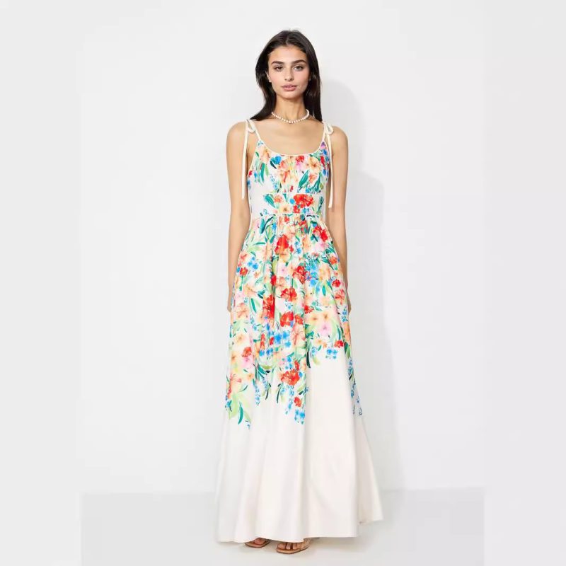 Women’s Summer High Waist Printed Suspender Dress - Image 2