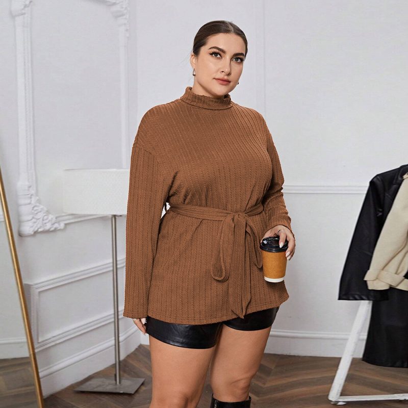 Plus Size Elegant Turtleneck Long Sleeve Top for Women - Image 4