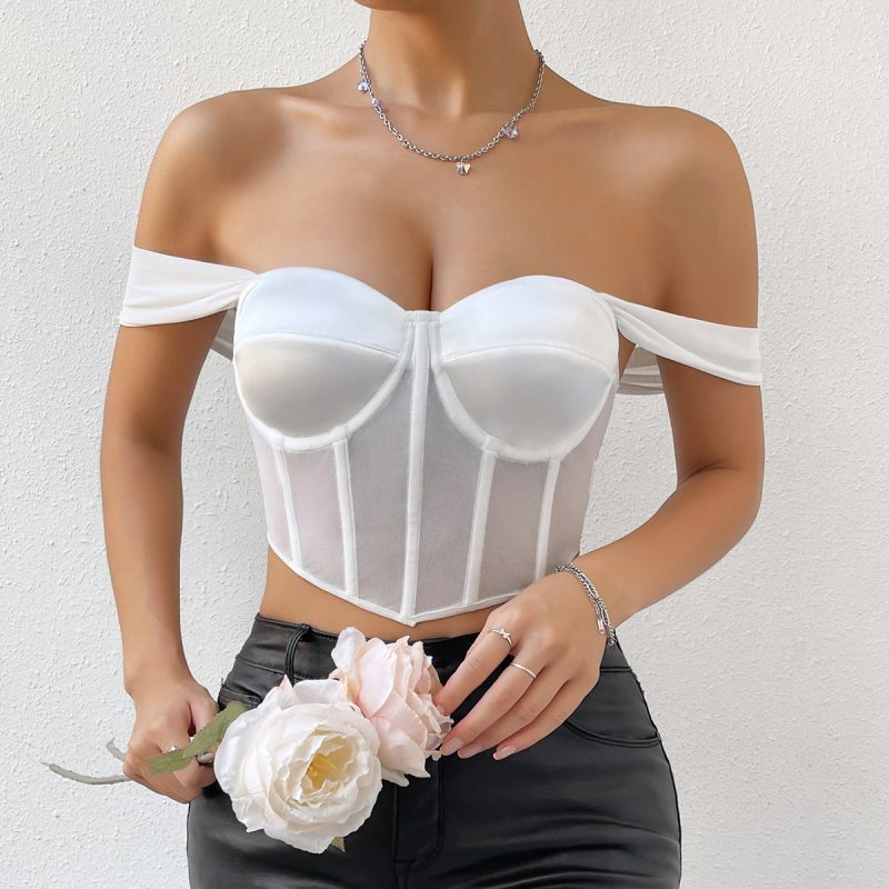 Pure White Mesh Steel Boning Corset Vest Top - Image 3