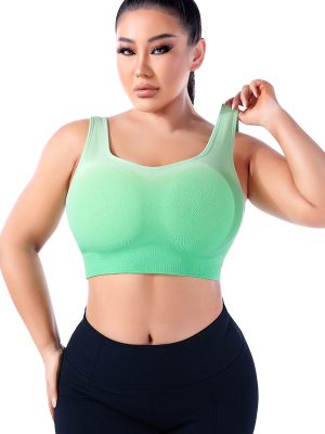 Plus Size Gradient Sports Underwear – Women’s Large Summer Thin Yoga Bra