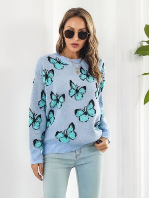 Popular Three-Dimensional Butterfly Sweater for Women – Autumn Winter Knitwear