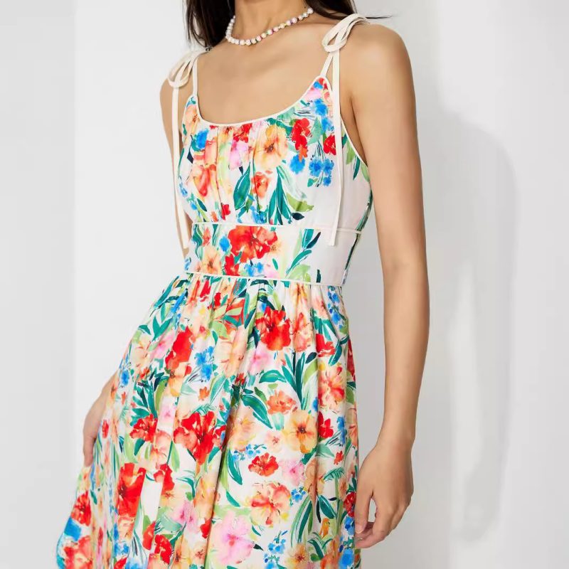 Women’s Summer High Waist Printed Suspender Dress - Image 4