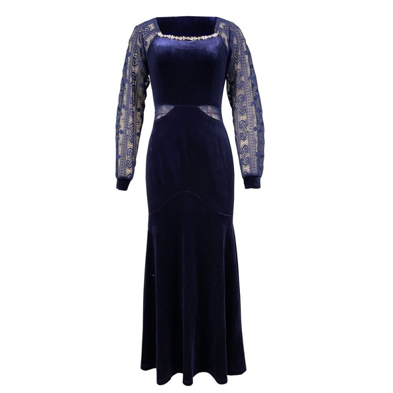Women’s Elegant High Waist Velvet Hollow Out Cutout Dress for Party & Dinner - Image 4