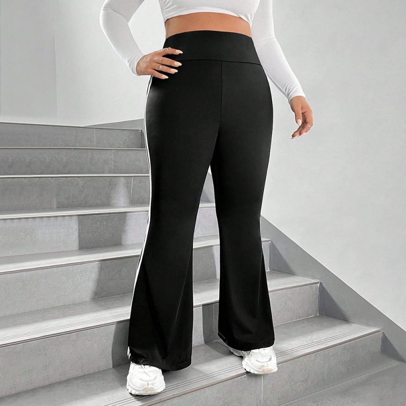Plus Size Casual Contrast Color Wide Leg Pants for Fall & Winter - Image 2