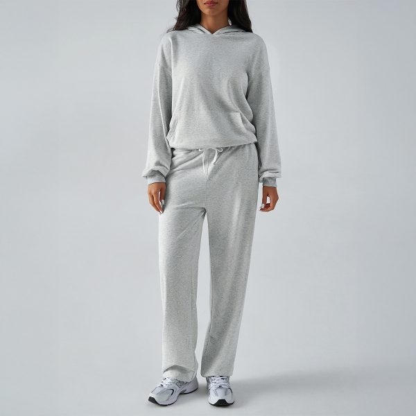 Casual Sports Hooded Sweater & Slim Fit Tied Trousers for Women