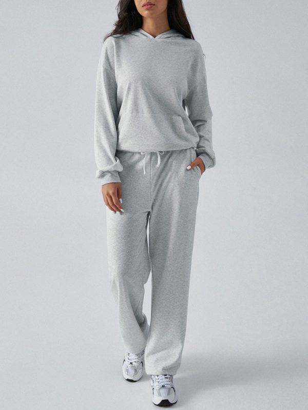 Casual Sports Hooded Sweater & Slim Fit Tied Trousers for Women - Image 2