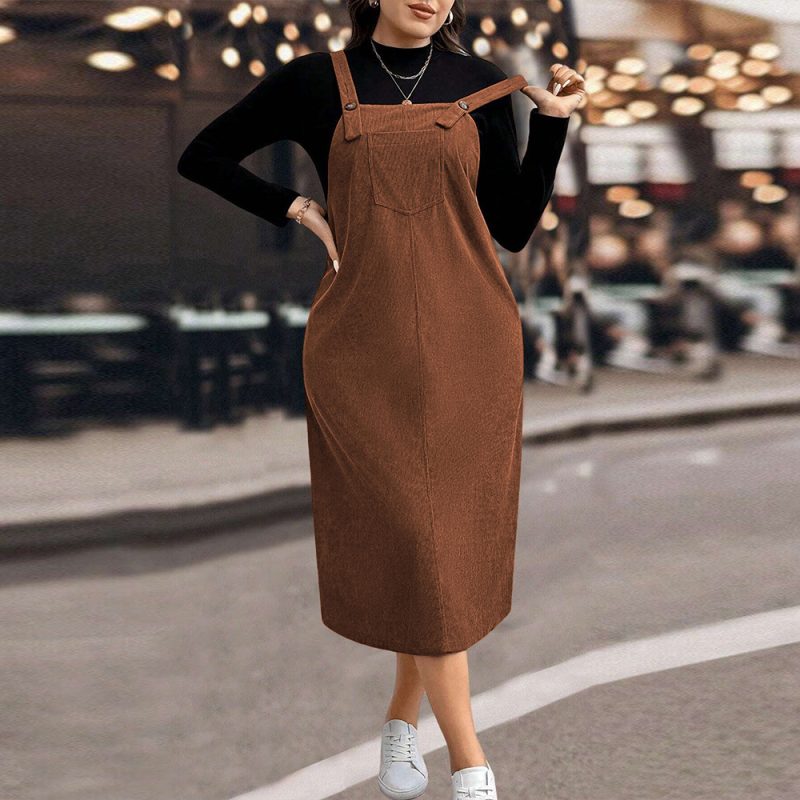 Plus Size Japanese Lazy Suspender Skirt - Autumn Winter Dress - Image 3