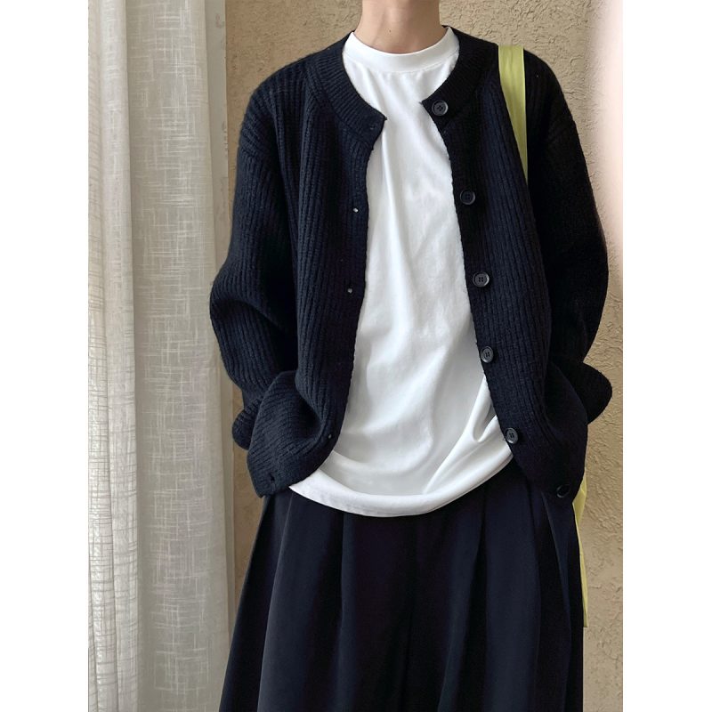 Chic Loose Solid Color Cardigan Sweater for Autumn Winter