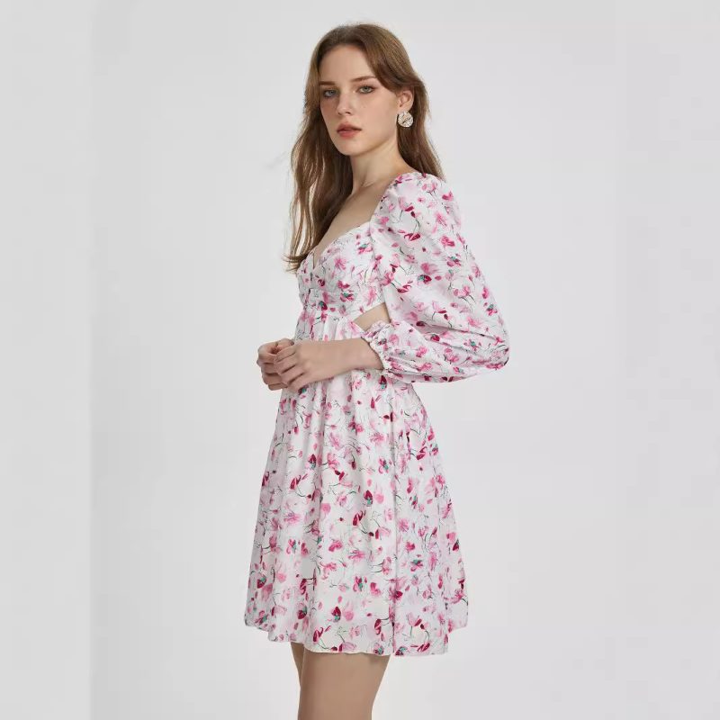 Women’s Autumn Elegant Digital Printing High Waist Dress - Image 4