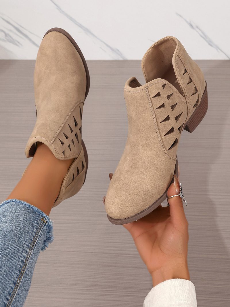Hollow Out Chunky Heel Ankle Boots for Women - All-Matching - Image 4