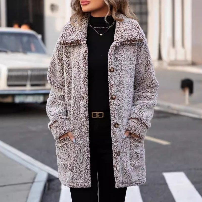 Womens Casual Loose Lapels Mid-Length Cardigan Coat