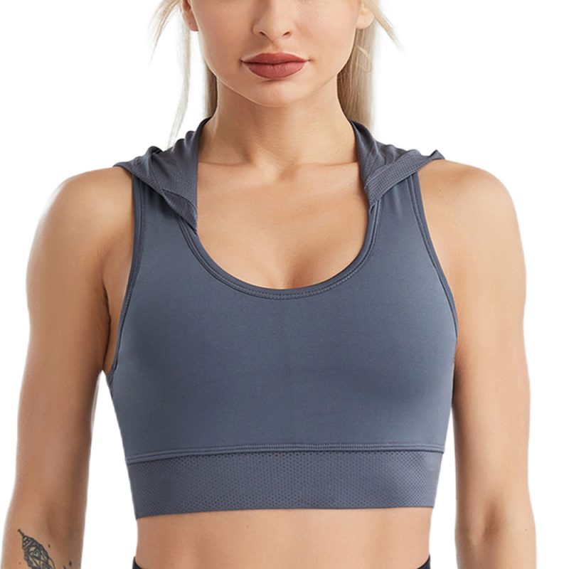 Women’s Hooded Quick-Dry Workout Bra - Shockproof & Push-Up Vest