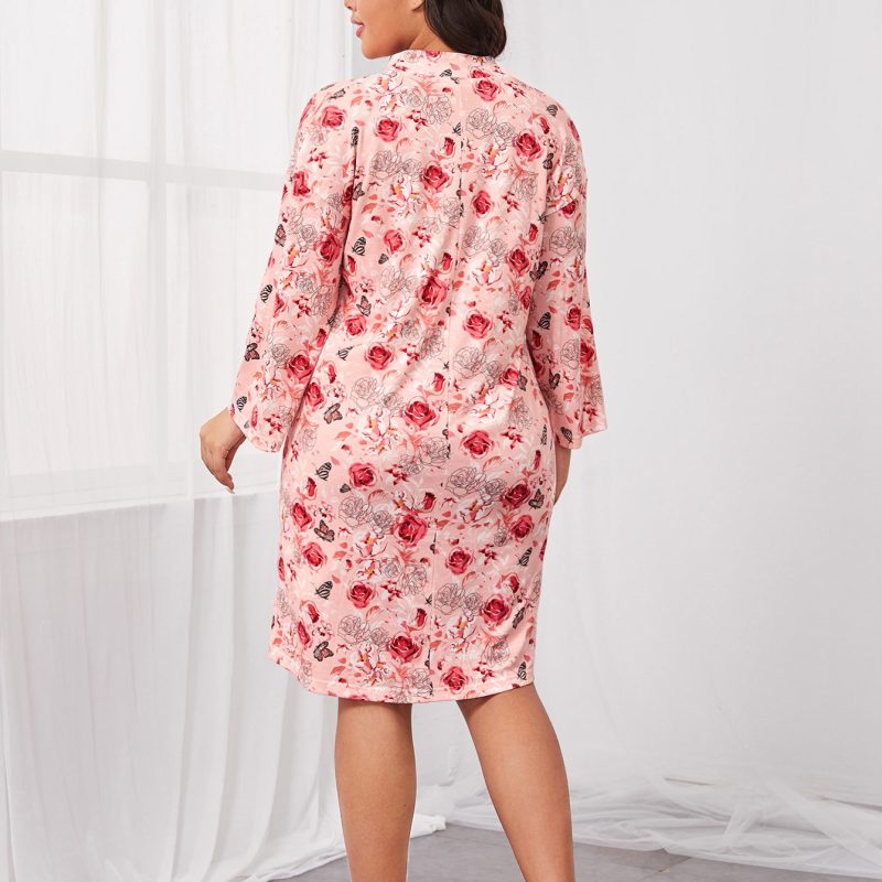 Plus Size Long Sleeve Digital Print Nightdress for Autumn Winter - Image 3