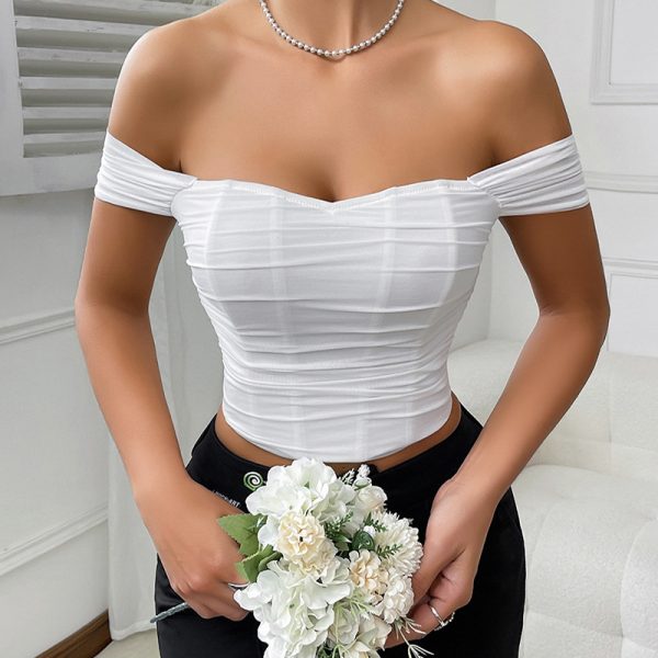 Boning Corset Bandeau Camisole - Off-Shoulder Short Sleeve Top