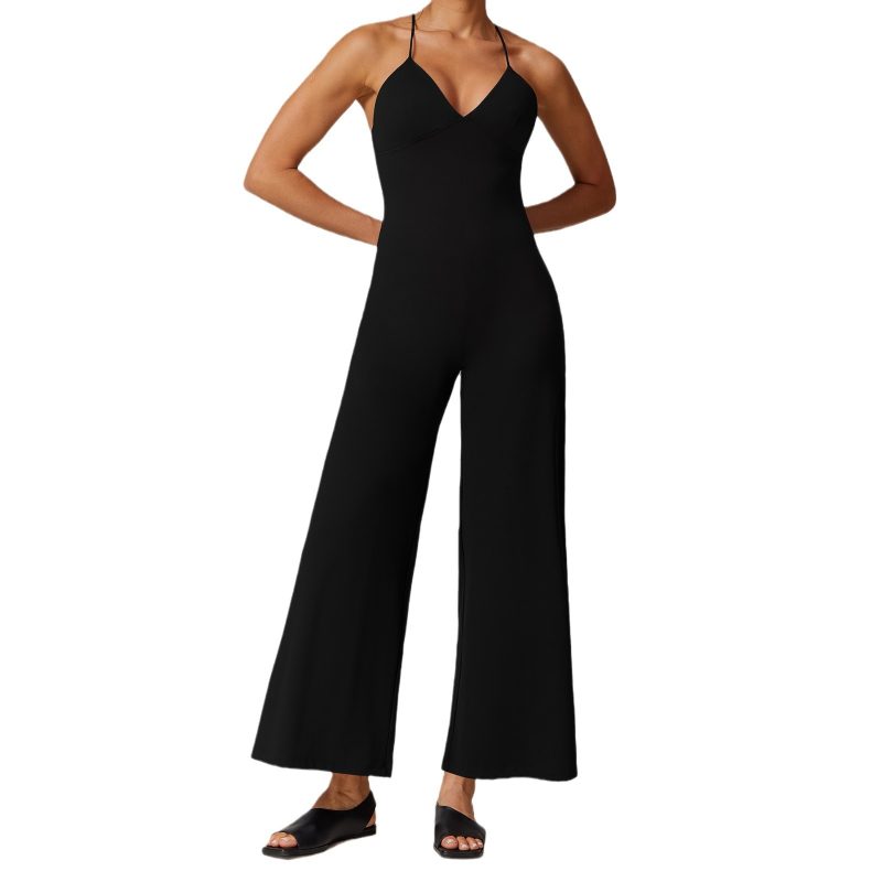 Sexy Lace-Up Backless V-Neck Camisole Yoga Jumpsuit - Image 3