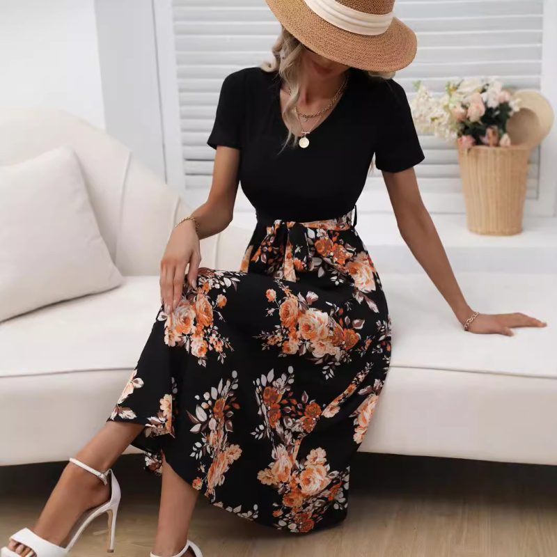 Summer Printed V-Neck Maxi Dress: Sexy Mid-Length for Women - Image 4