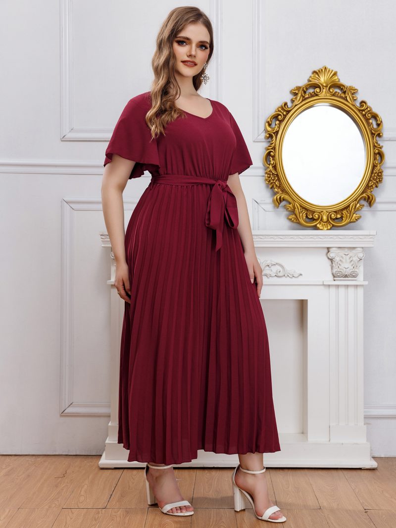 Plus Size Women Office Loose Middle East Pleated Dress - Image 2
