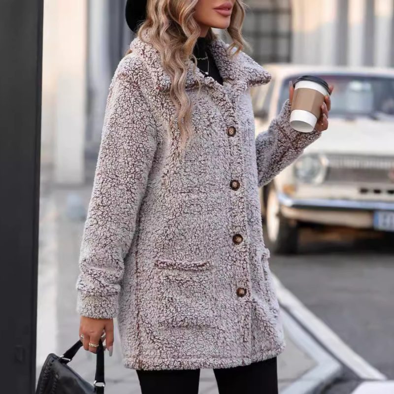Womens Casual Loose Lapels Mid-Length Cardigan Coat - Image 4