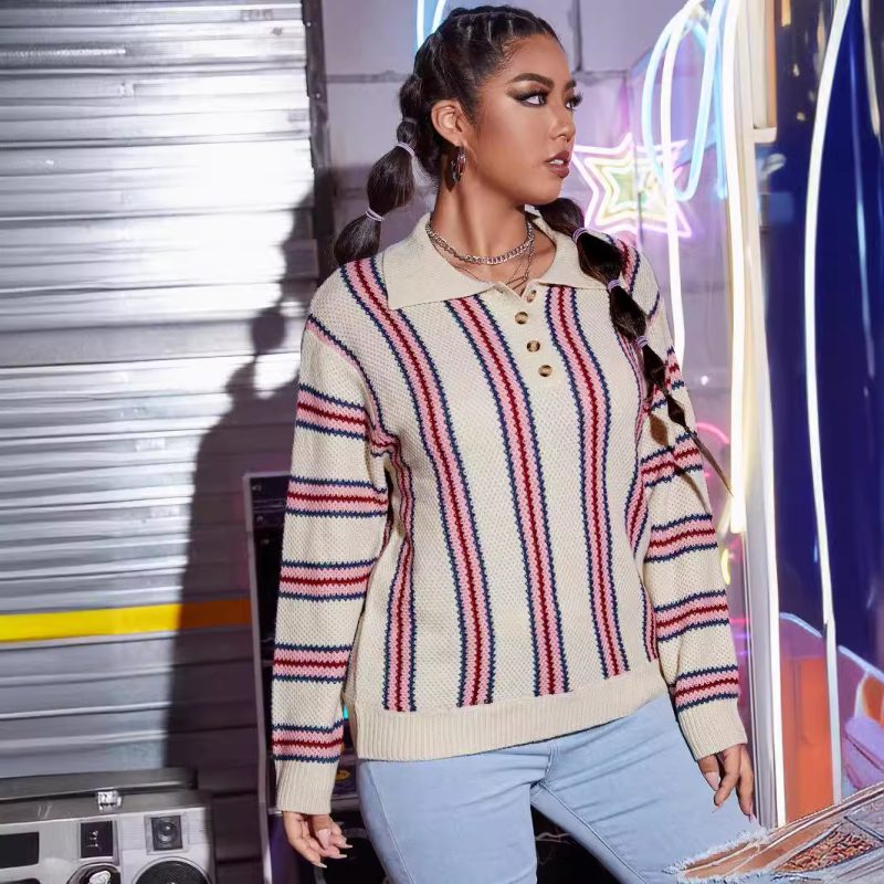 Custom Polo Collar Sweater Top for Women – Autumn Winter - Image 3