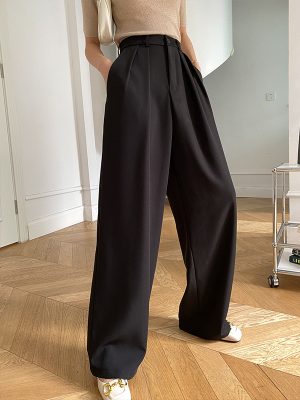 Draped Wide-Leg Mopping Work Pants: Elegant Autumn Style