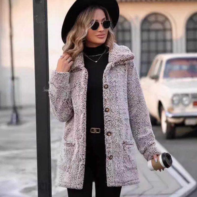 Womens Casual Loose Lapels Mid-Length Cardigan Coat - Image 3