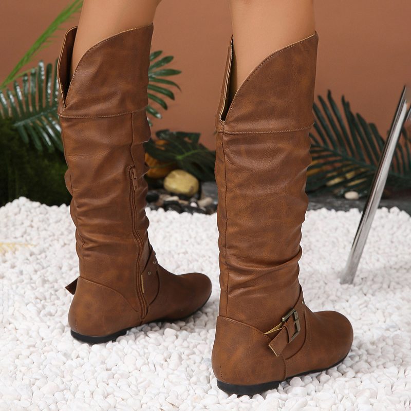 Retro Western Denim Knight Boots for Women - Image 4