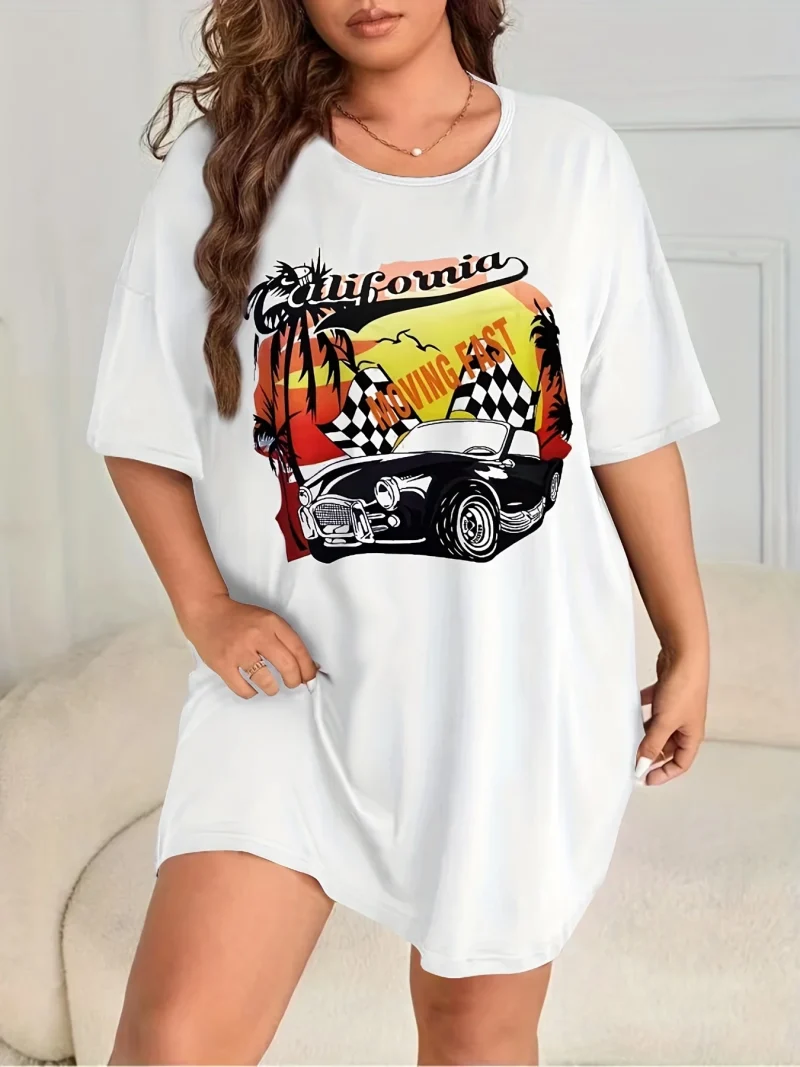 Women's Summer Nightgowns Knee Dresses Girls' Short Sleeve