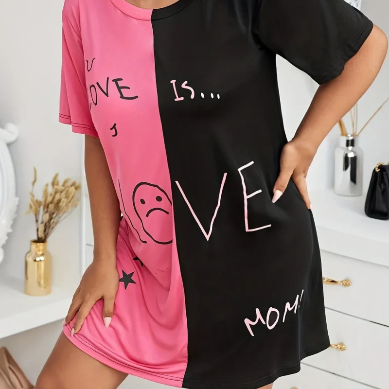 Clashing Design Plus Size Casual Pajamas Women's Plus - Image 6