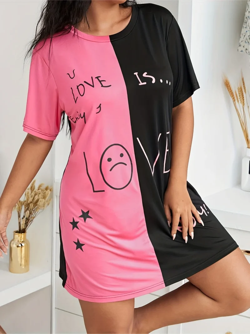 Clashing Design Plus Size Casual Pajamas Women's Plus - Image 4