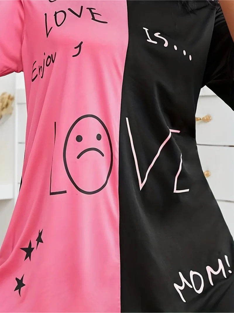 Clashing Design Plus Size Casual Pajamas Women's Plus - Image 5
