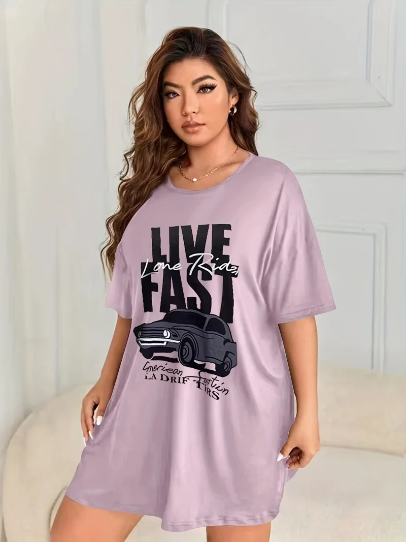 Women's Summer Nightgowns Knee Dresses Girls' Short Sleeve - Image 4