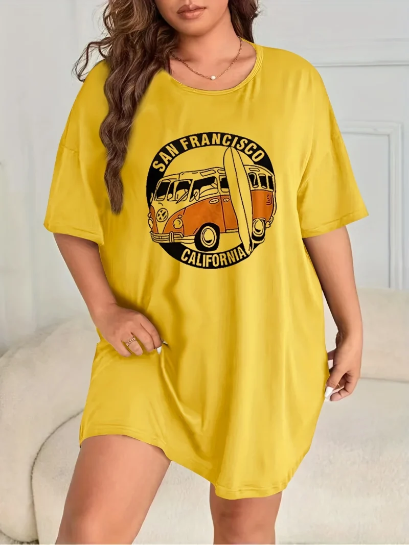 Women's Summer Nightgowns Knee Dresses Girls' Short Sleeve - Image 2